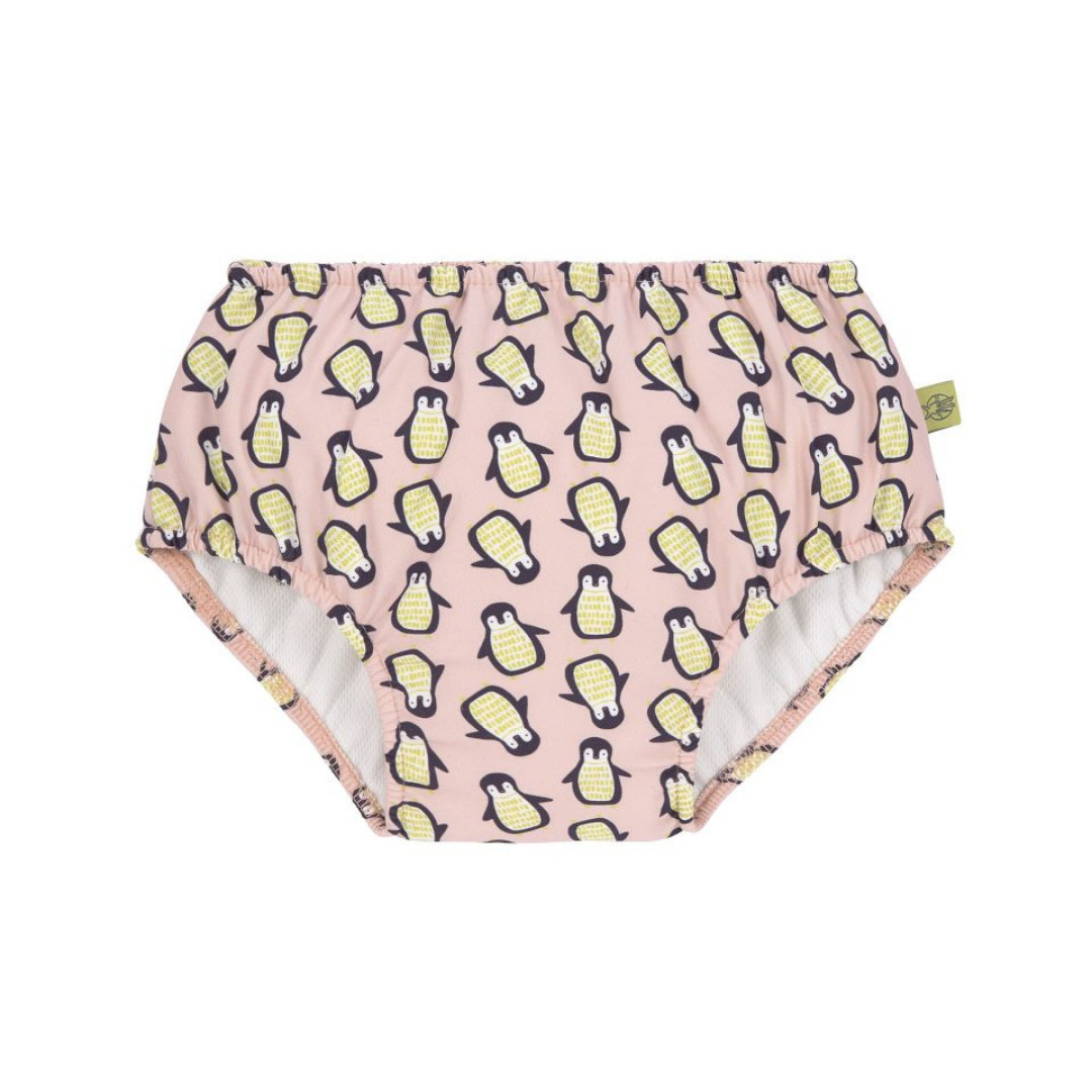 LASSIG PINK PENGUIN SWIM NAPPY & BUCKET HAT SET