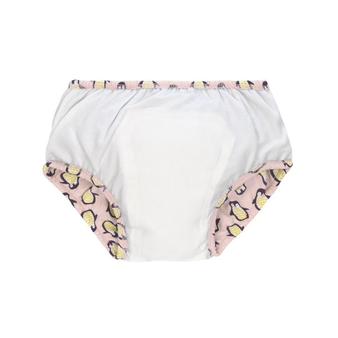 LASSIG PINK PENGUIN SWIM NAPPY & BUCKET HAT SET