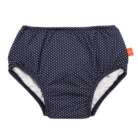 LASSIG NAVY & RUST POLKA DOT SWIM NAPPY & BUCKET HAT SET